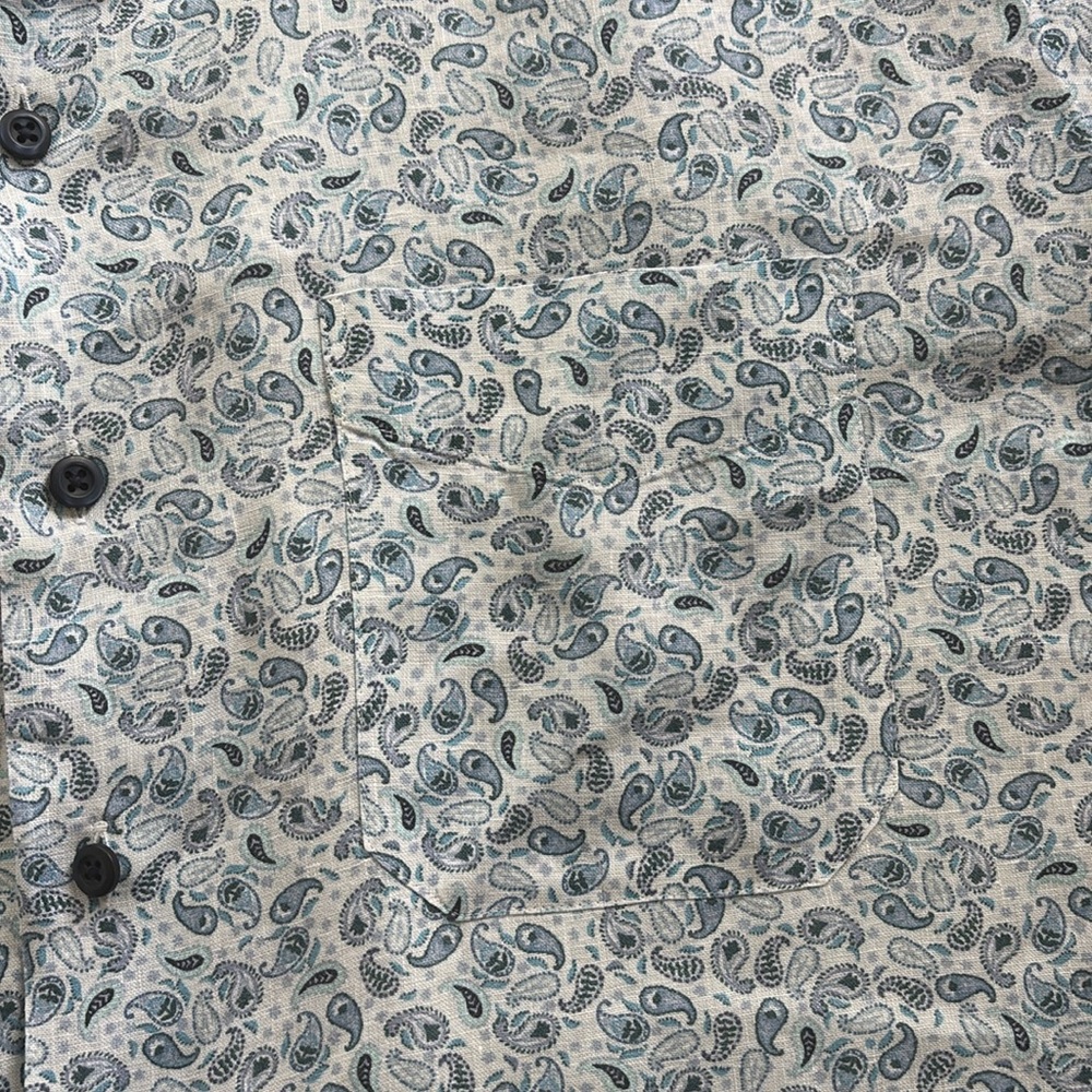 David Donahue Blue Linen Men’s Paisley‎ Dress Shirt Size XL - Picture 7 of 11